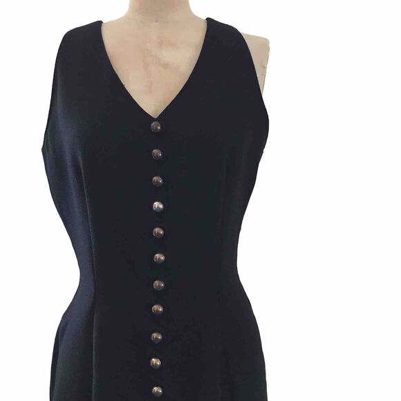 Vintage 90s Chic La Belle Black Sleeveless Minimalist Mini Short Pencil Dress S - Picture 2 of 8